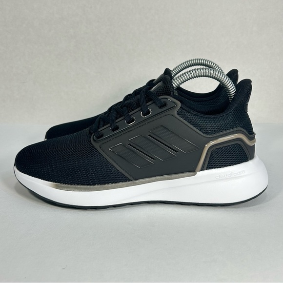 Adidas EQ19 Cloud Foam Comfort Black/ White Athletic Running Shoes; Women’s Sz 6 - Picture 3 of 16